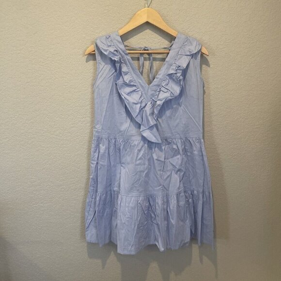 Nordstrom CENY Ruffle Dress XL Vneck Sleeveless Cotton Made In USA NWT - Picture 2 of 9